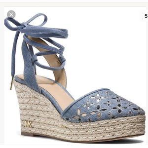 Michael Kors Darci Espadrille Wedges Chambray Blue